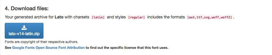 Download-Schritt im google-webfonts-helper mit der Schaltfläche für das ZIP-Archiv der Schriftart Lato