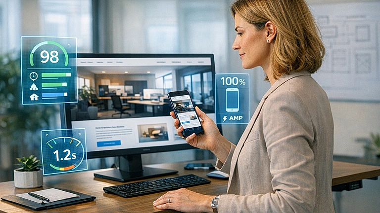 Online Sichtbarkeit KMU: digitales Schaufenster einer Website